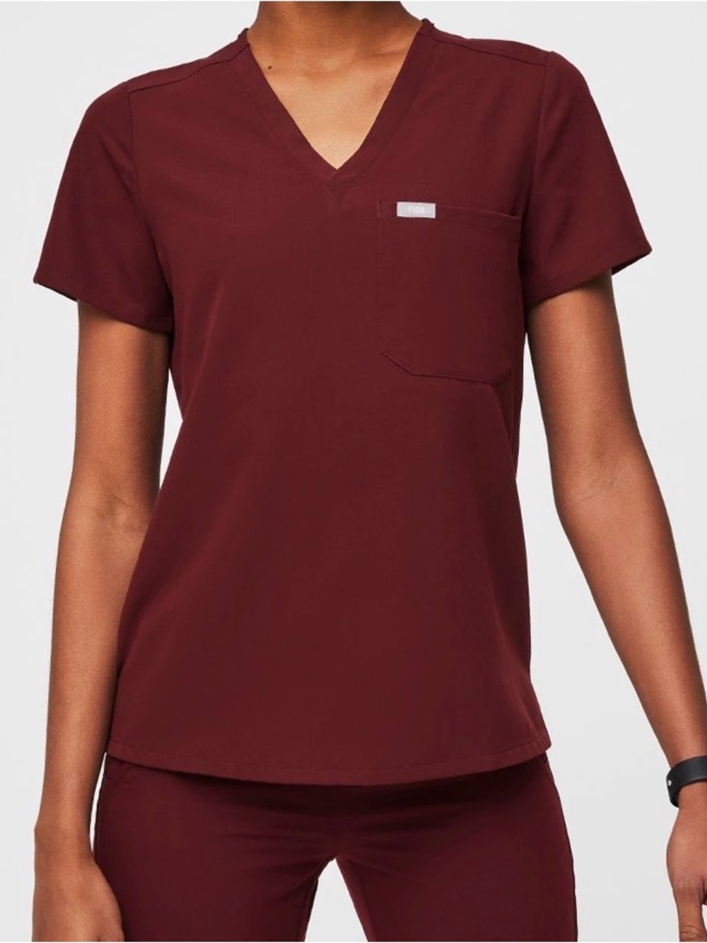 Figs Catarina Scrub Top in Burgundy